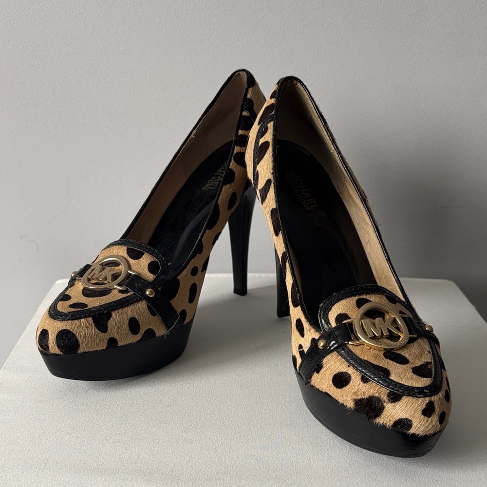 Michael Kors Leopard Print Heels with Black Accents
